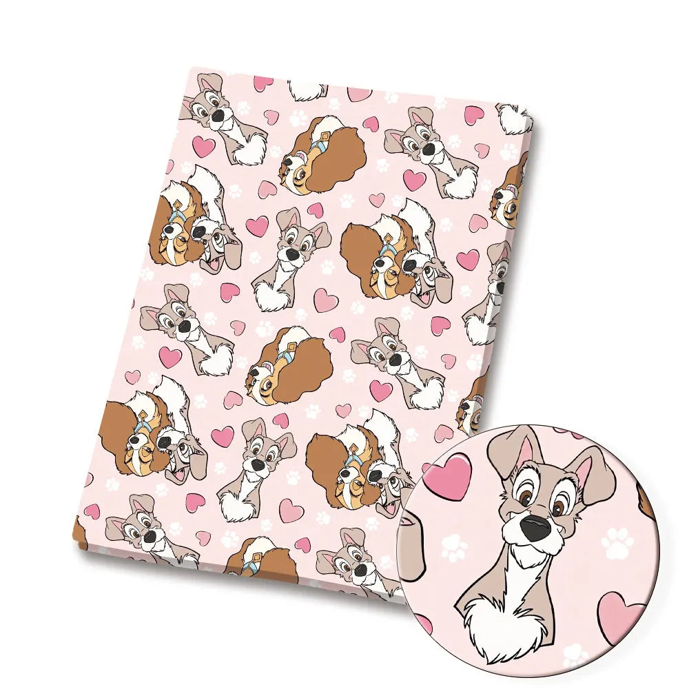 papier cadeau coton motif personnages dessin animé rose blanc bleu beige enfant fille
