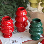 Vase scandinave céramique ancienne pour fleurs rouges