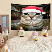Tapisserie murale chat kawaii humoristique - Décoration intérieure chambre et dortoir - Ombre Interieur