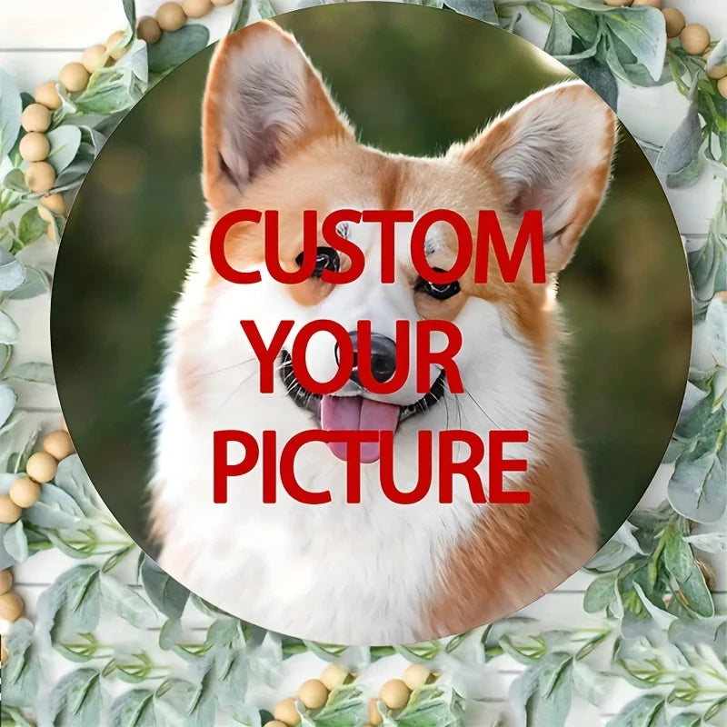 plaque décorative personnalisable moderne chien langue sortie fond nature blanc orange