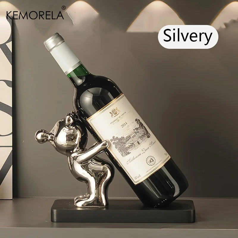 support bouteille contemporain argenté doré sculpture humaine stylisée minimaliste adhésif salon decoration