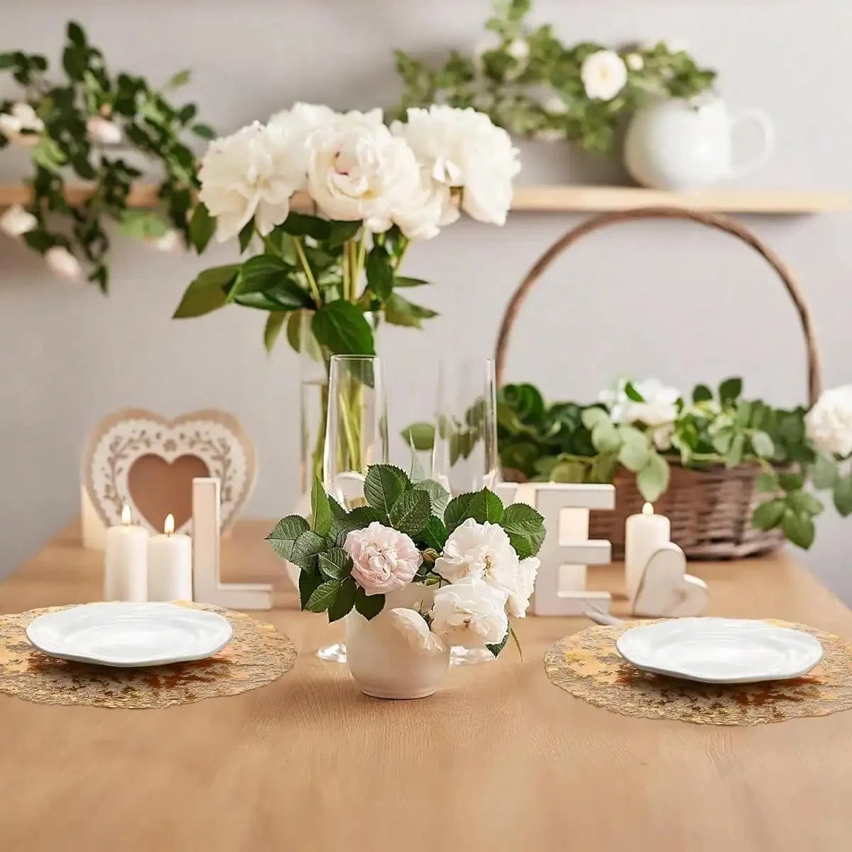 serviettes table modernes blanches dorées motif filetage pack 50pcs 33cm