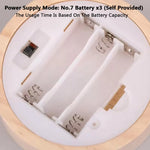 veilleuse led boîte batterie ronde bois moderne 10cm tricolore lumière blanc chaleureuse