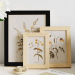 cadre photo bois fleurs séchées noir beige clair 10x15cm 13x18cm 9x13cm clips arrière minimaliste