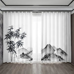 rideaux japonais motifs bambou montagne zen opaque transparent 75x166cm polyester tubulaire