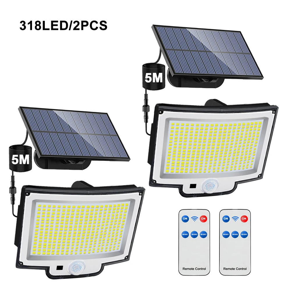 lampe solaire détecteur mouvement 348 led moderne étanche ip65 abs noir blanc télécommande clips