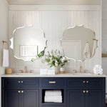 miroir moderne argenté bord dentelé sans cadre portable 80cm 80cm autonome
