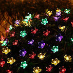 guirlandes lumineuses solaires led fleurs cerisier blanc multicolore extérieures imperméables