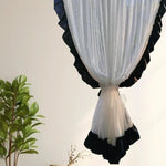 rideau dentelle blanc noir tulle translucide romantique décoration salon chambre fenêtre maison luxe