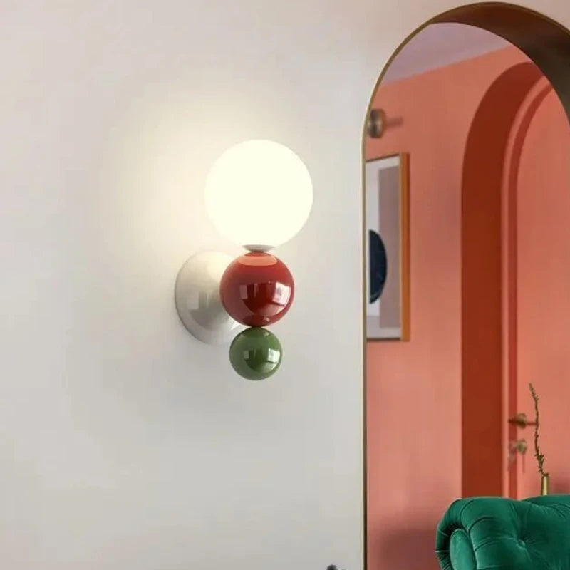 applique murale moderne sphères colorées blanc rouge vert éclairage quotidien fixée mur nordique