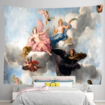 Toile murale dans une chambre avec décoration bohème