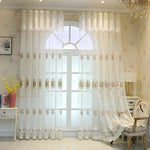 rideau blanc translucide broderie florale polyester moderne 100cm 150cm 200cm 250cm 300cm 400cm
