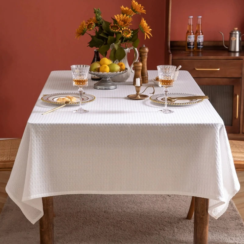 nappe table blanche carreaux texture classique réutilisable polyester coton extérieur intérieur moderne festive