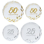 assiettes jetables dorées festives 8pcs anniversaire guirlandes feuilles textes classiques blancs