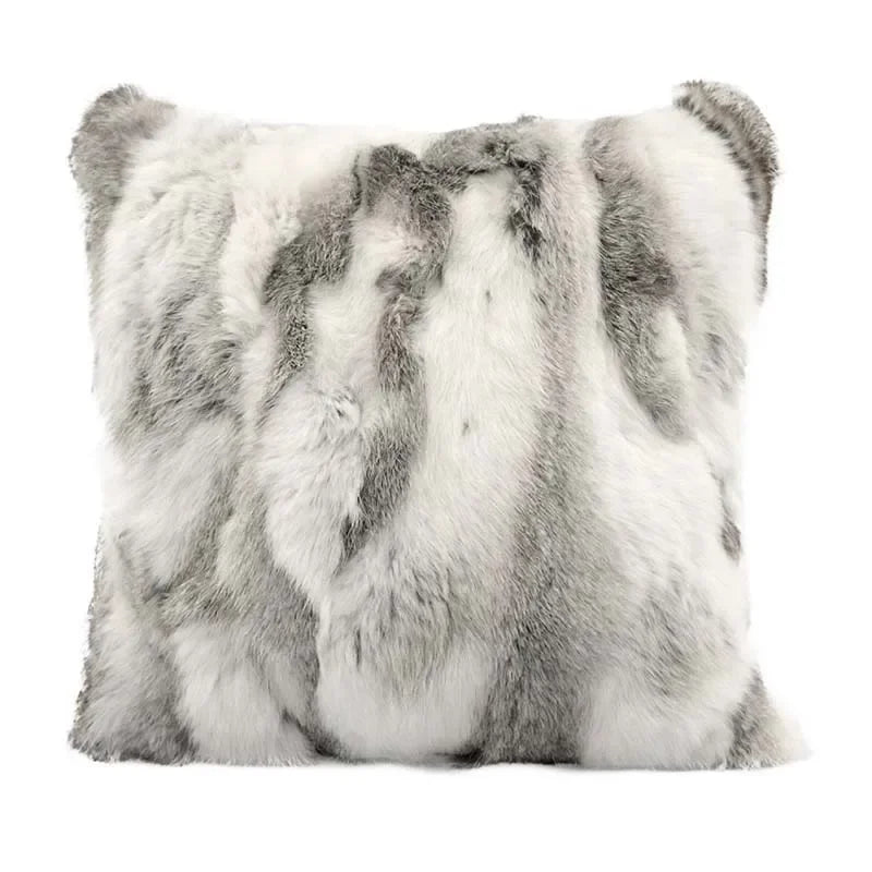 coussin patchwork fourrure lapin blanc beige simple décoratif moderne lit voiture