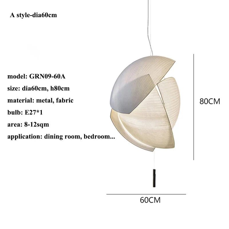 lampe suspendue moderne blanche rayures fines tissu opaque salon chambreôtel pendentif cordon assemblage