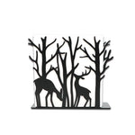 support livre cerfs arbres métal noir blanc moderne décoratif nature rustique