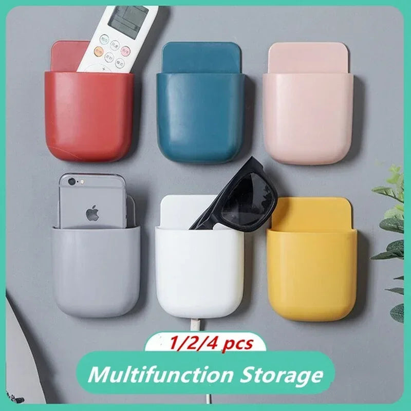 boîte rangement murale moderne télécommande stylos accessoires adhésif rouge bleu