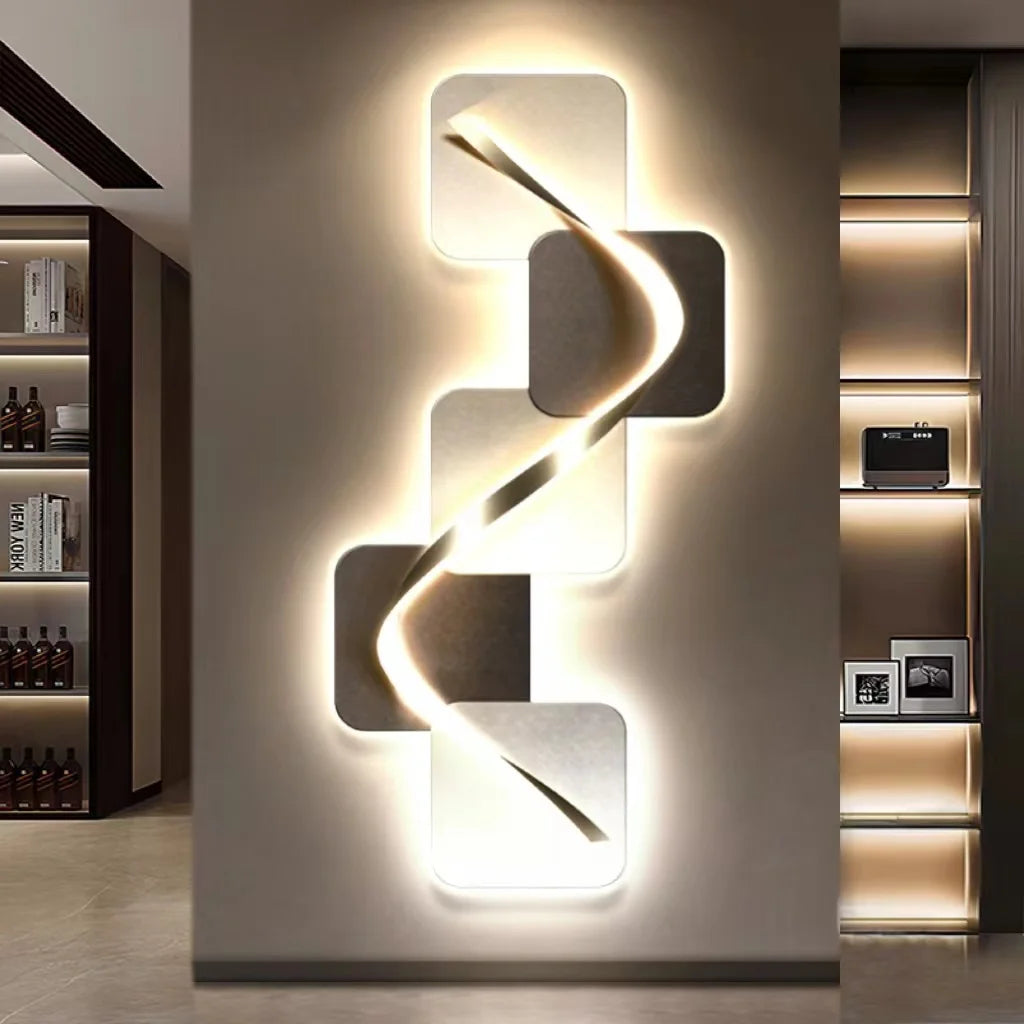 applique murale contemporaine led blanc gris spirale relief 100x46cm 120x55cm