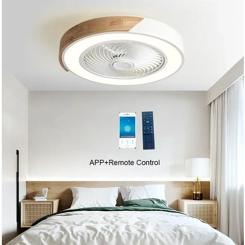 ventilateur led moderne gris blanc bois naturel certification ul vde rohs