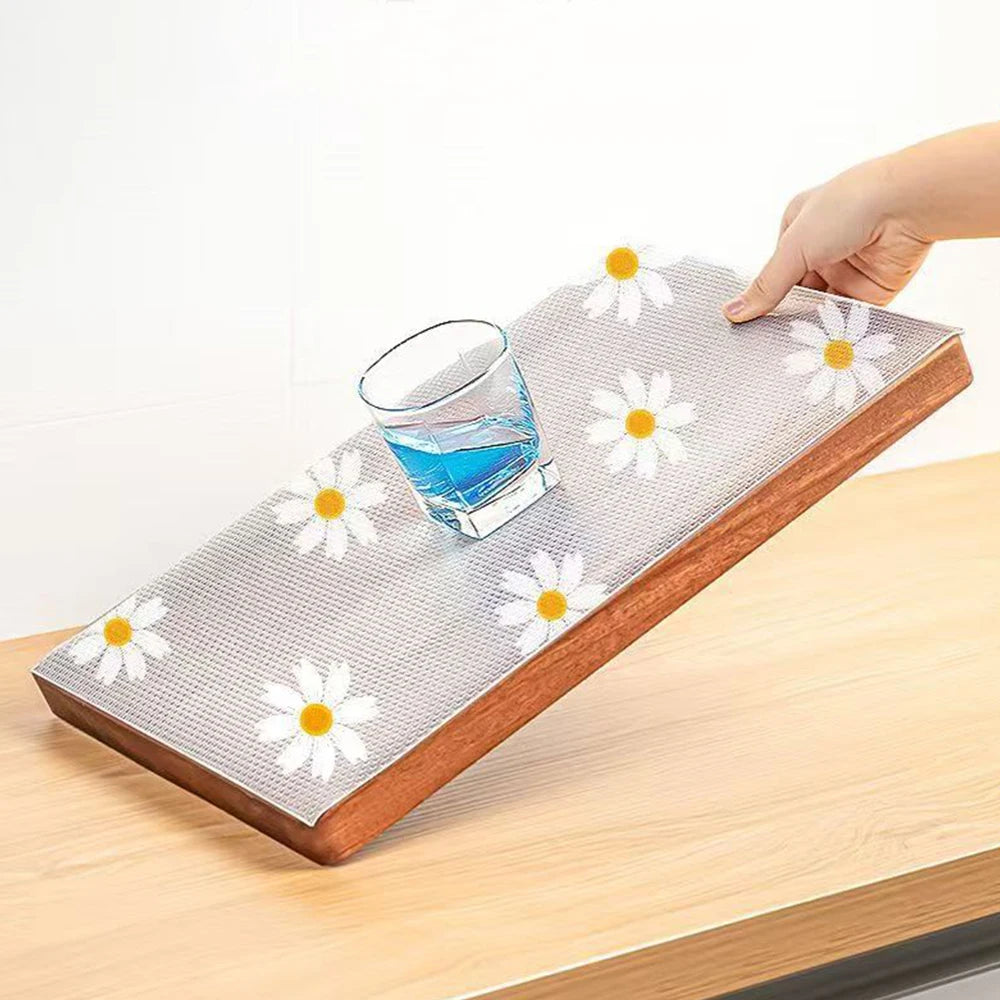 tapis adhésif transparent motifs marguerites texturés 30x100cm tiroirs armoires cuisine