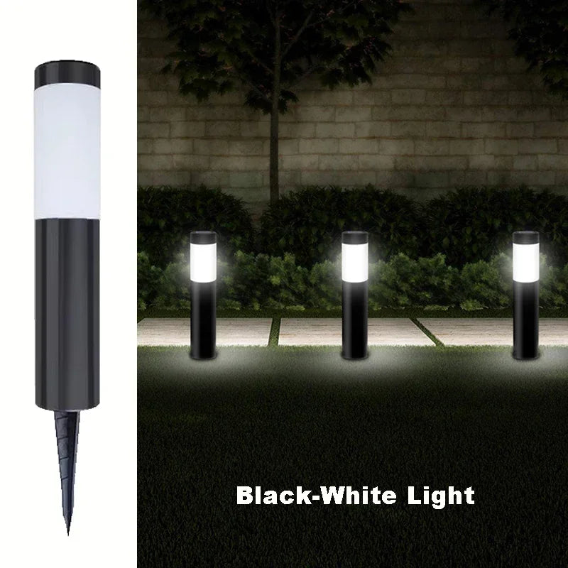 lampe solaire moderne led acier inoxydable imperméable jardin extérieur décoration gazon argenté blanc