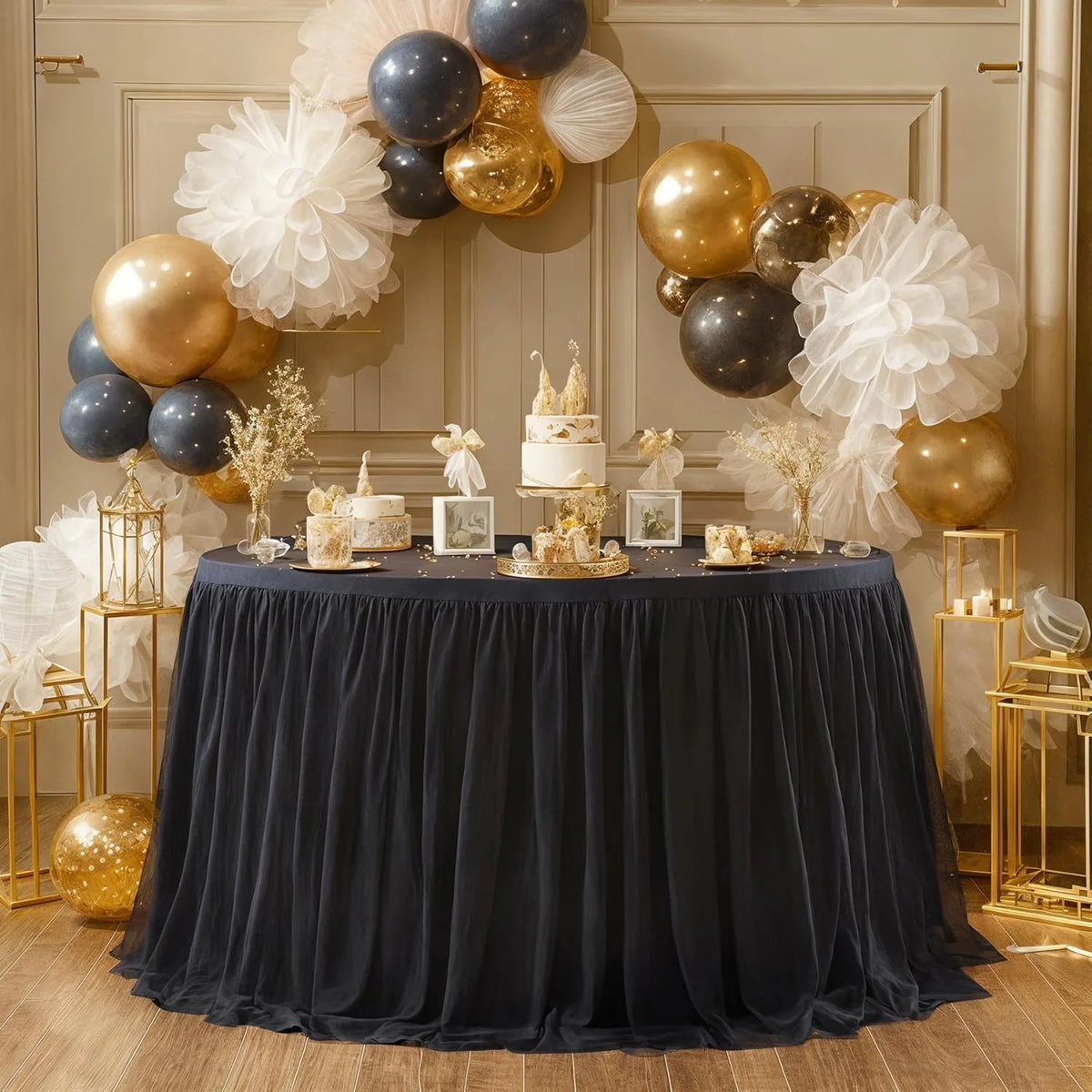 nappe table blanche plissée imperméable l'huile diamètre 48 pouces hauteur 27