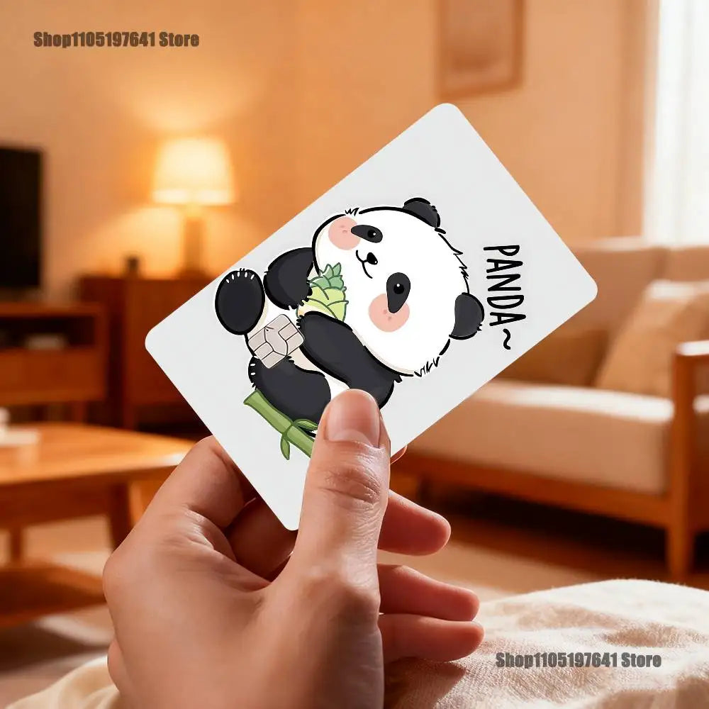 cartes postales panda illustration mignonne verte blanche noire bébé panda bambou fleurs textes pandas