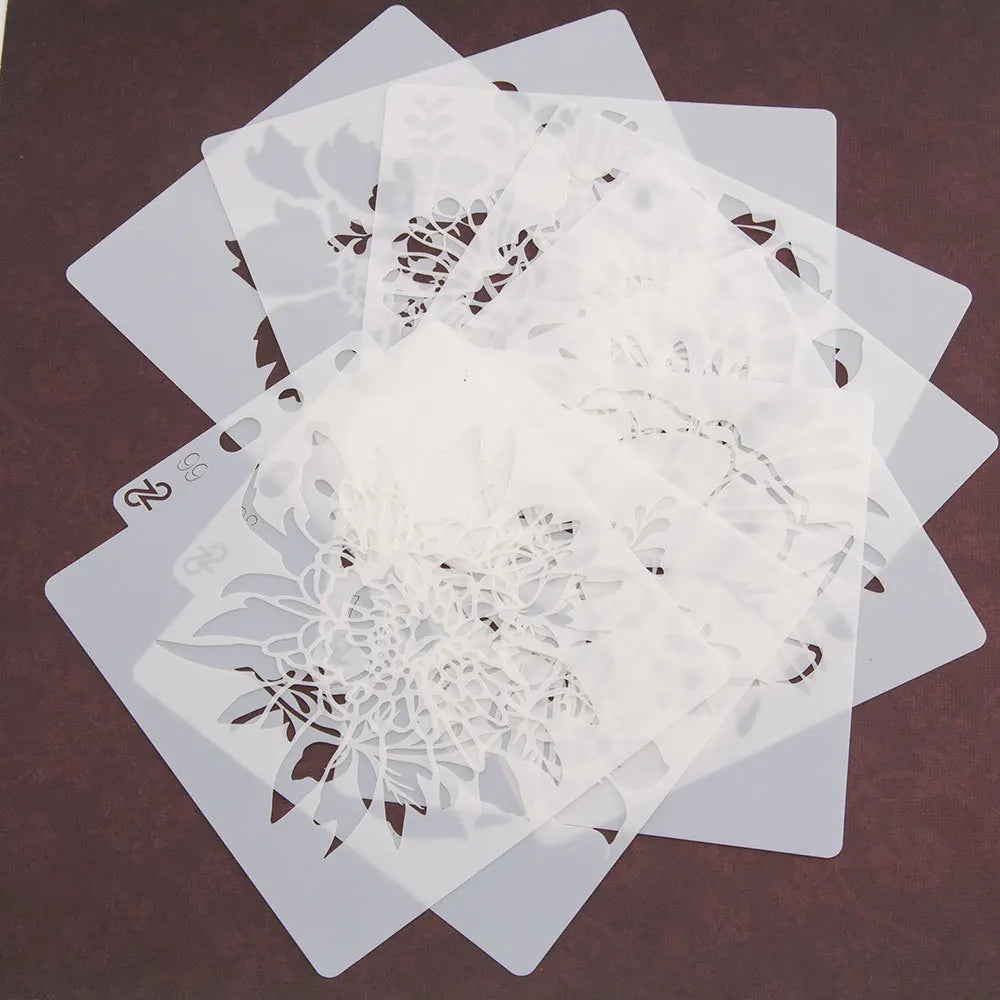 gabarits peinture fleurs stylisées moderne blanc pochoirs coloriage scrapbooking tracé.drawLine()