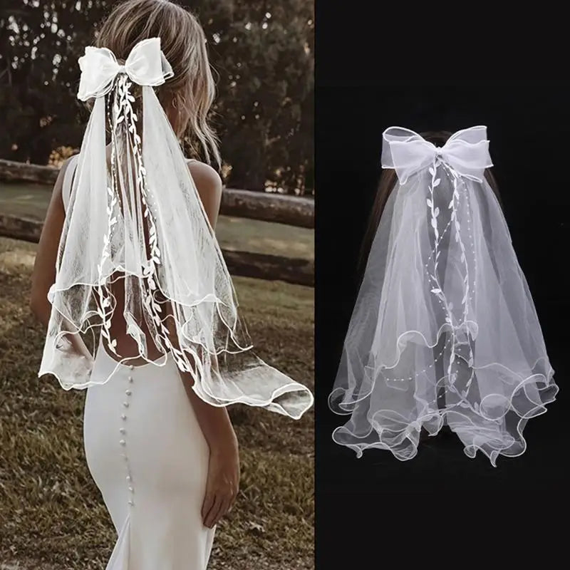 voile mariée blanc translucide fronces élégante détails florauxarrière noeud décoratif