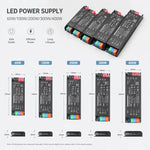 transformateur alimentation led 12v 24v 60w 100w 200w 300w 400w noir clips moderne