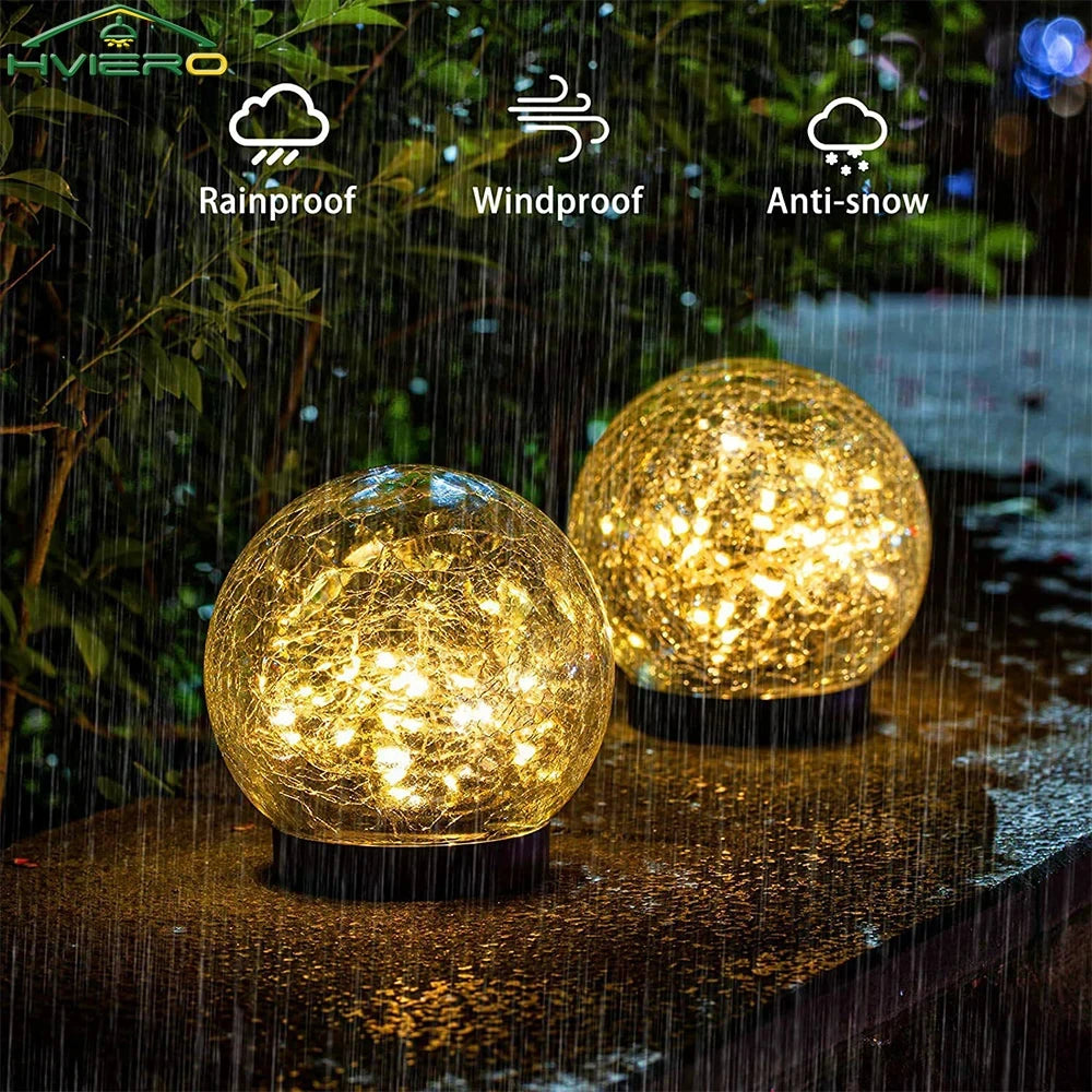 lampe solaire moderne transparente dorée texture craquelée jardin extérieur autoinstallation led 600mah ni mh