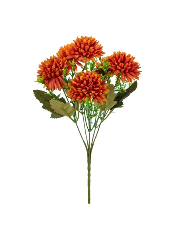 décoration intérieure bouquet fleurs artificielles gerbera modernes pompons couleur rouge blanc jaune minimaliste