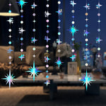 décoration suspendue guirlande lumineuse étoiles holographiques moderne bleu argenté violet rose blanc