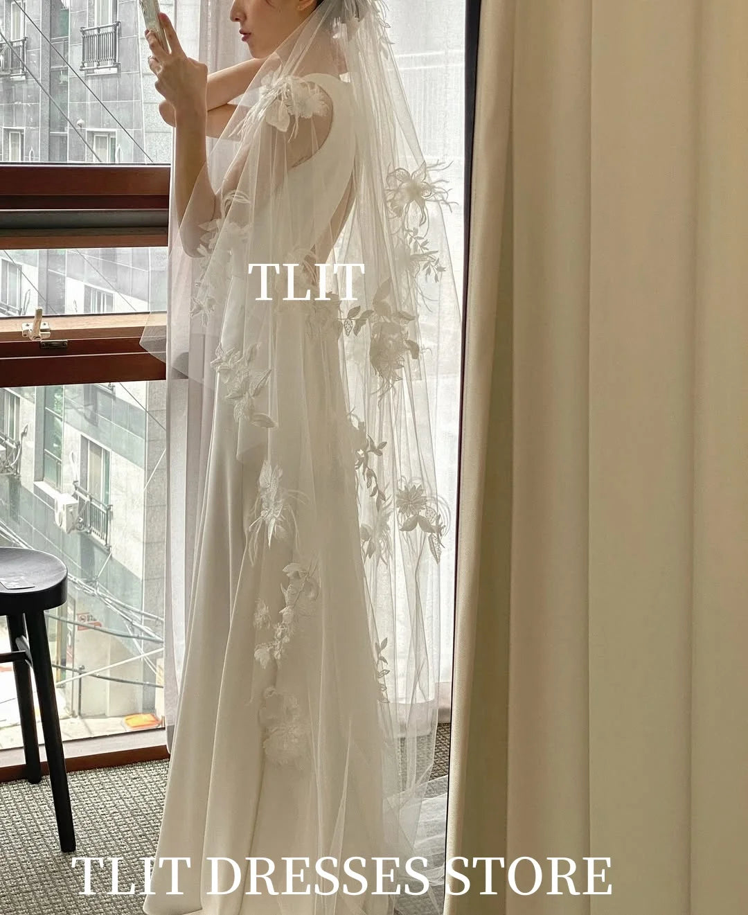 voile mariée blanc motif floral relief bord coupé robe mariée