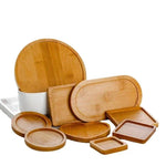 assiettes support plats bambou moderne minimaliste naturel bois clair grain bois respectueux environnement stockage