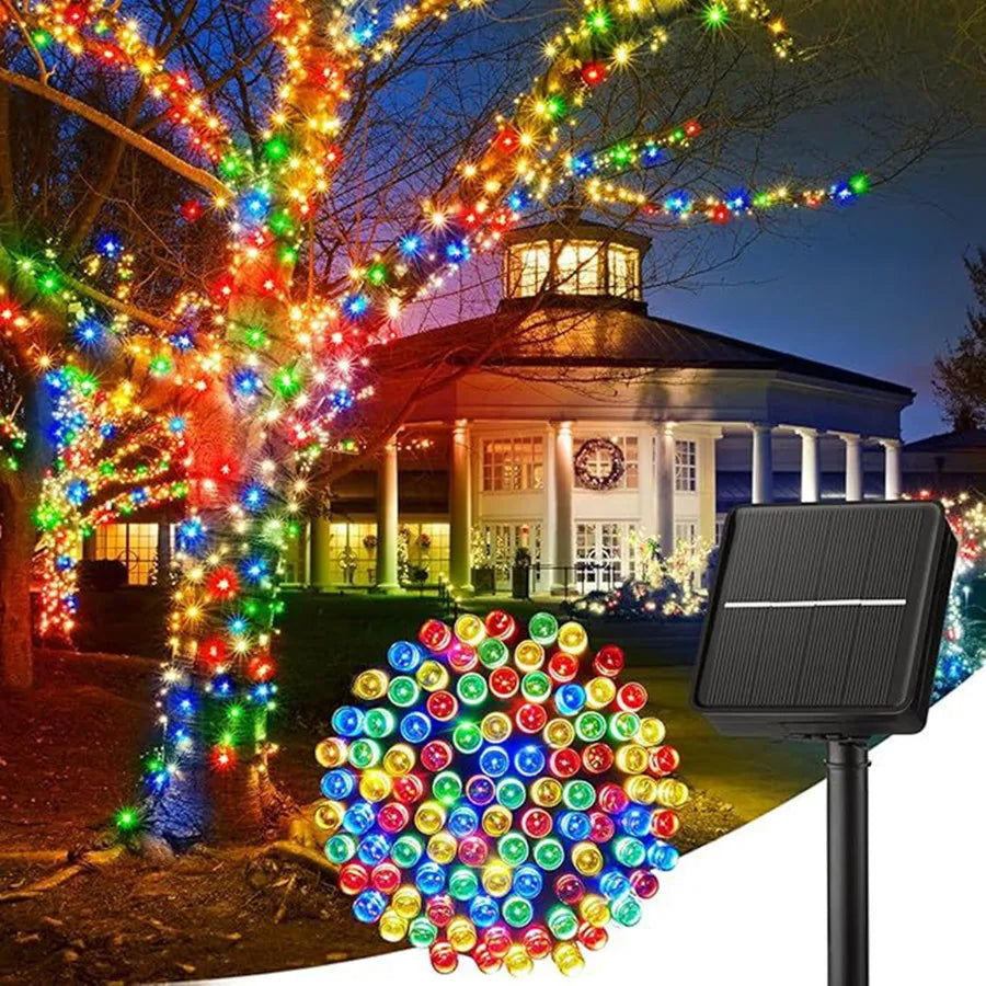guirlande lumineuse solaire led multicolore moderne clips extérieure jardin noel festive