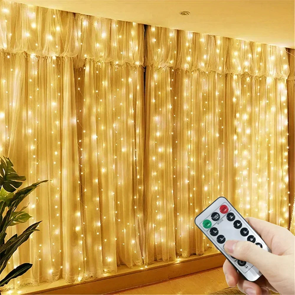 rideau lumineux étoiles blanc multicolore moderne télécommande led 600led 6mx3m transparent vacances