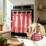 rideau cuisine rouge blanc carreaux vintage opacité fenêtre pastorale 100 polyester