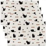 serviettes table chatons colorés lin respectueux environnement gris clair beige illustrations kawaii
