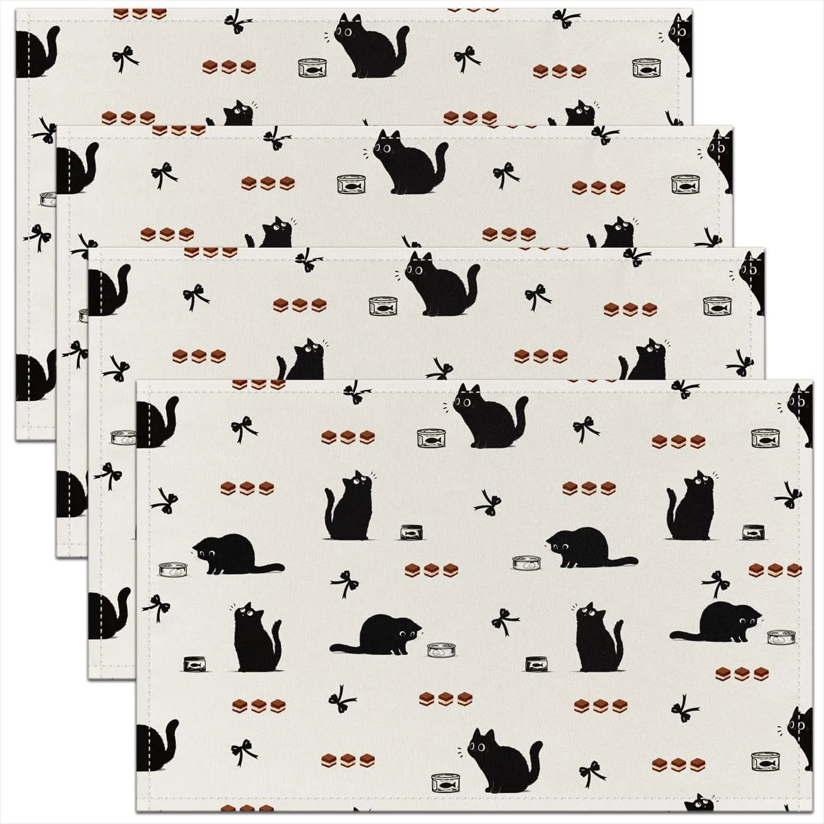 serviettes table chatons colorés lin respectueux environnement gris clair beige illustrations kawaii