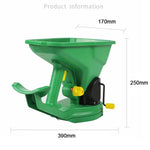 semoir manuel jardinage vert jaune plastique lisse réglable poignée formeoutil agricole