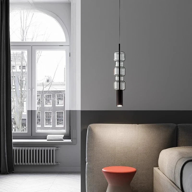 lampe suspendue transparente cuivre moderne chambre salon éclairage minimaliste câble rond cylindrique
