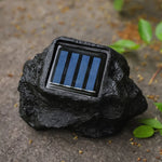 lampe solaire moderne noire aspect roche imitation pierre extérieure jardin imperméable led