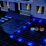 lumières solaires led ip68 auto on off extérieures étanches blanc bleu moderne