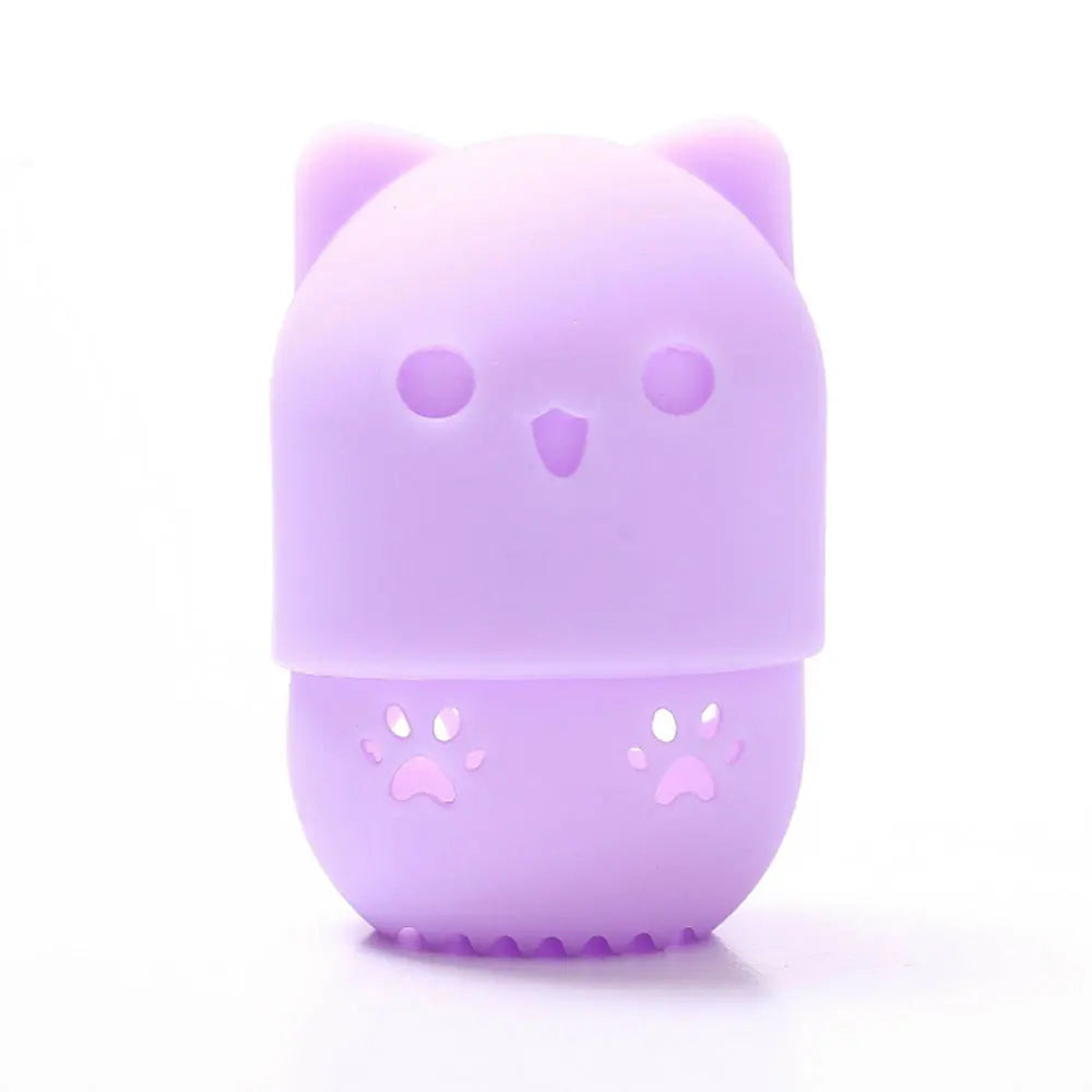 pot savon silicone rose bleu violet animalier brosse nettoyage intégrée texture douce patte chat