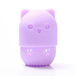 pot savon silicone rose bleu violet animalier brosse nettoyage intégrée texture douce patte chat