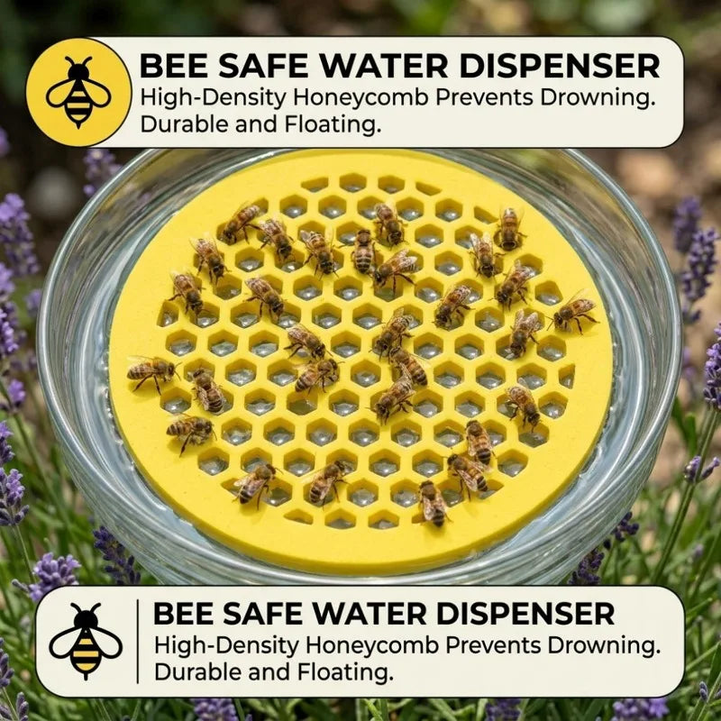 plateaux abreuvement abeilles jaune réseau hexagonal moderne decoration jardin disques boisson papillons