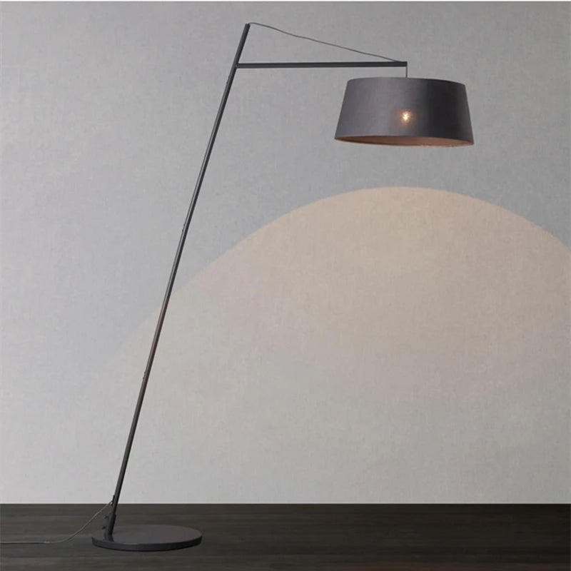 lampe sol moderne gris métallisé base solide interrupteur tactile ampoule e27 filaire 190cm