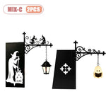 lampe suspendue vintage noir sorcières gravure lanterne chaîne rétro décoration halloween